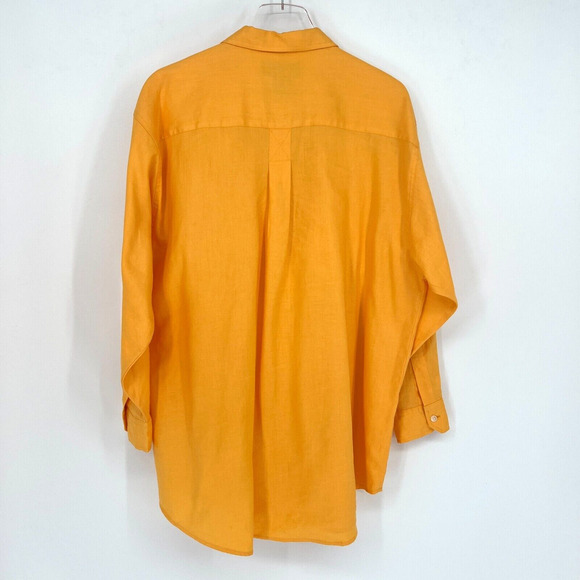 Eddie Bauer Linen Shirt Women's Small Orange Long Sleeve Button Front Tunic - Picture 2 of 3